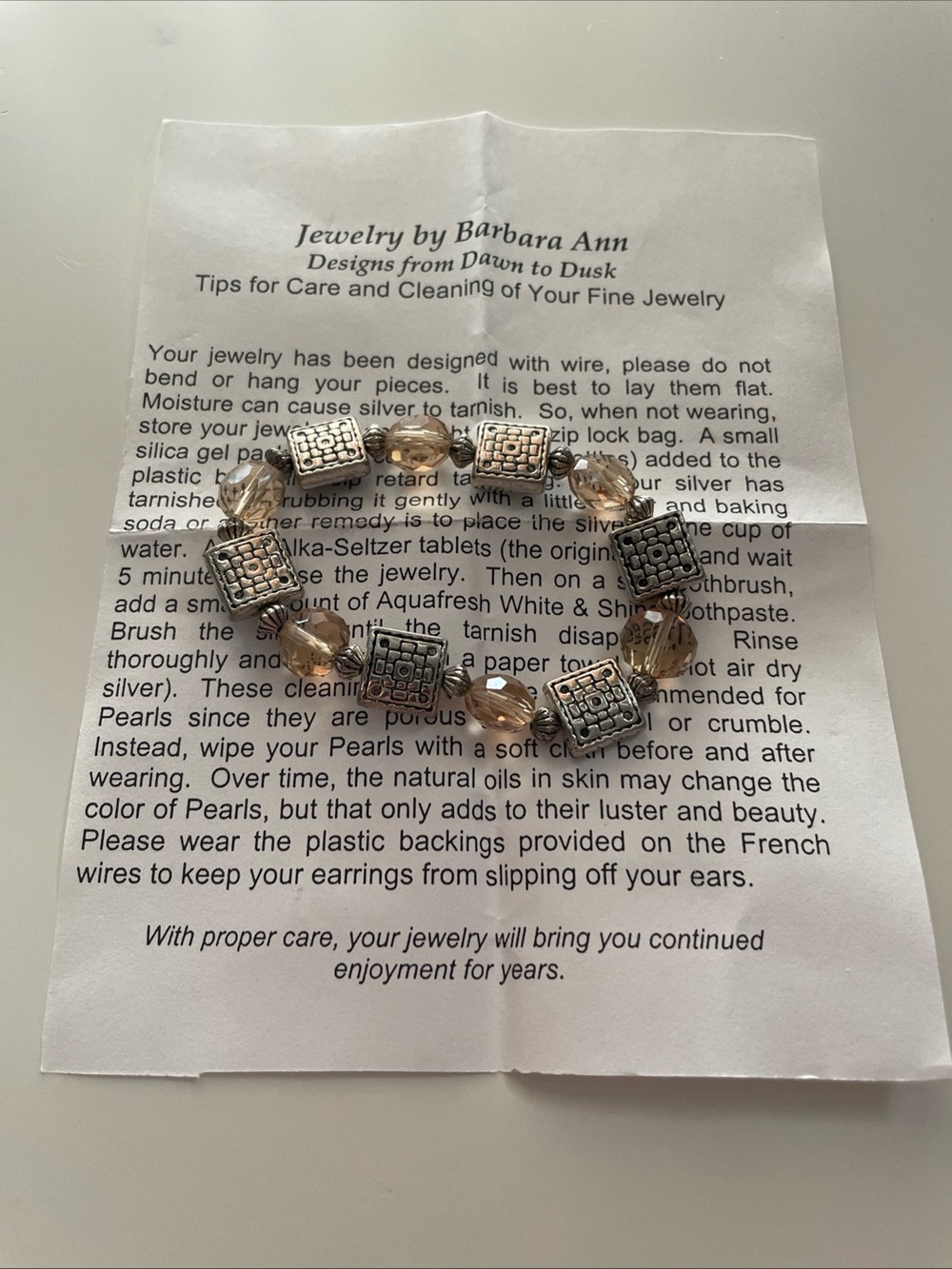 New Without Tag Homemade Jewelry By Barbara Ann Gold tone Gemstones Bracelet